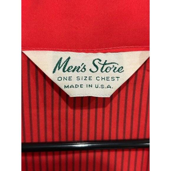 Vintage Mens Store Red Black Striped Kimono Robe With Belt One Size Made In USA - Picture 5 of 10